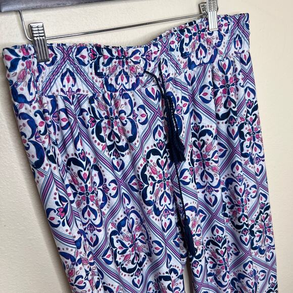 New Directions Blue Pink Elastic Waist Pull On Pant Large - Picture 2 of 12